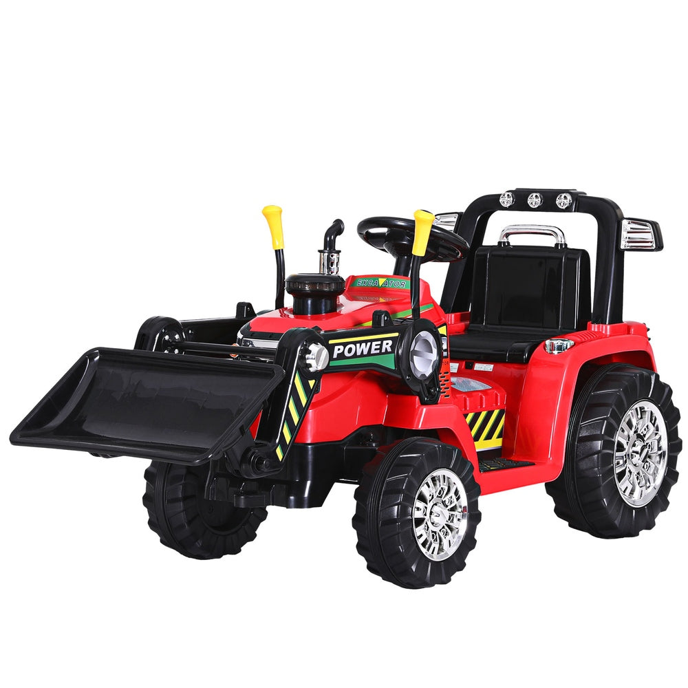 Rigo Kids Electric Ride On Car Bulldozer Digger Loader Remote 6V Red with Free Customised Plated