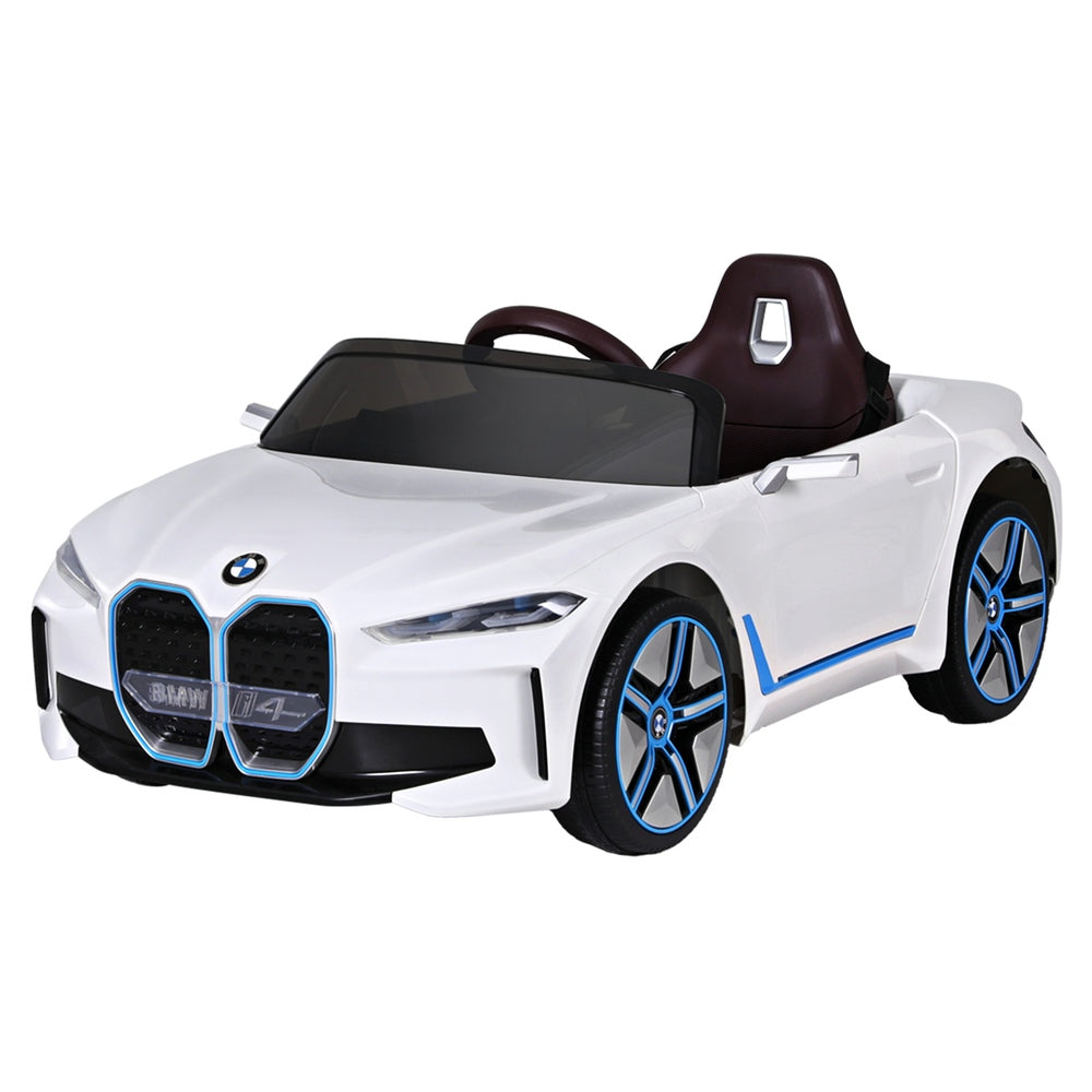 Kids Ride On Car BMW Licensed I4 Sports Remote Control Electric Toys 12V White with Free Customised Plates