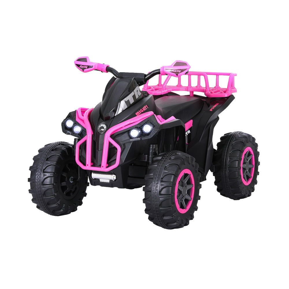 Rigo Kids Ride On Car ATV Quad Motorbike Storage Rack Electric Toys 12V Pink with Free Customised Plates