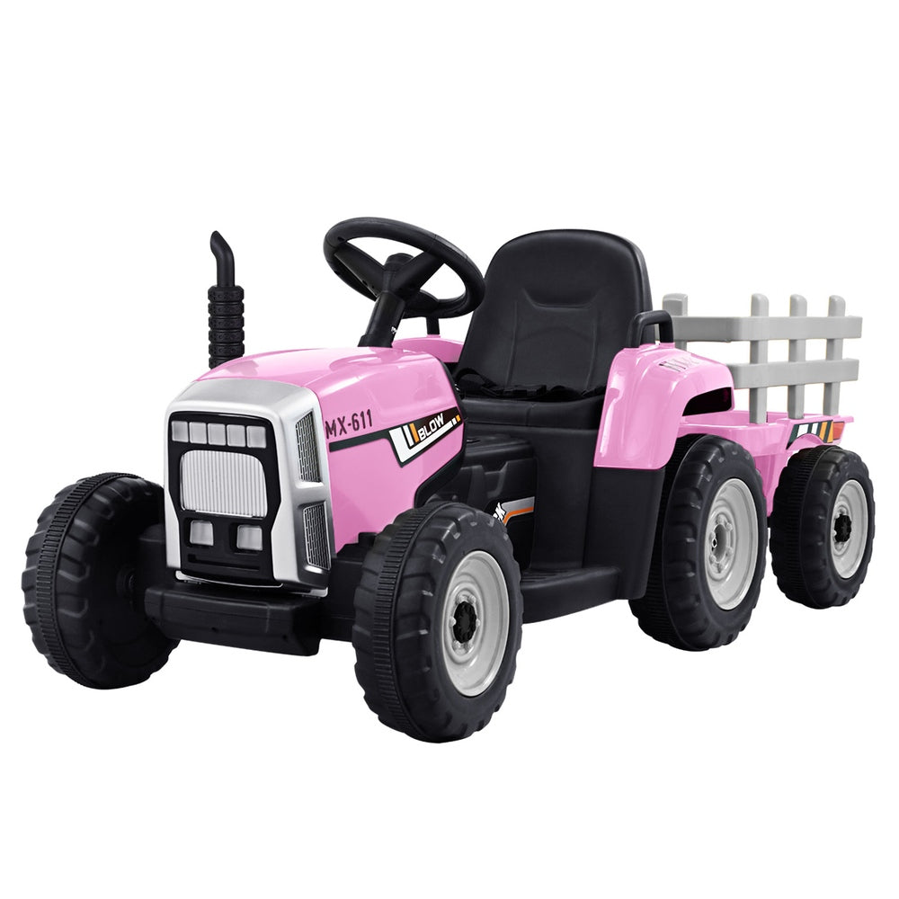 Rigo Kids Electric Ride On Car Tractor Toy Cars 12V Pink with Free Customised Plates