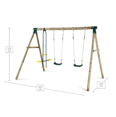 Plum Colobus Wooden Triple Swing Set with Glider