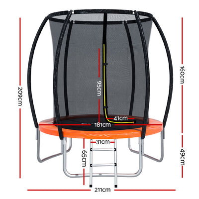 Everfit 6FT Trampoline for Kids w/ Ladder Enclosure Safety Net Rebounder Orange