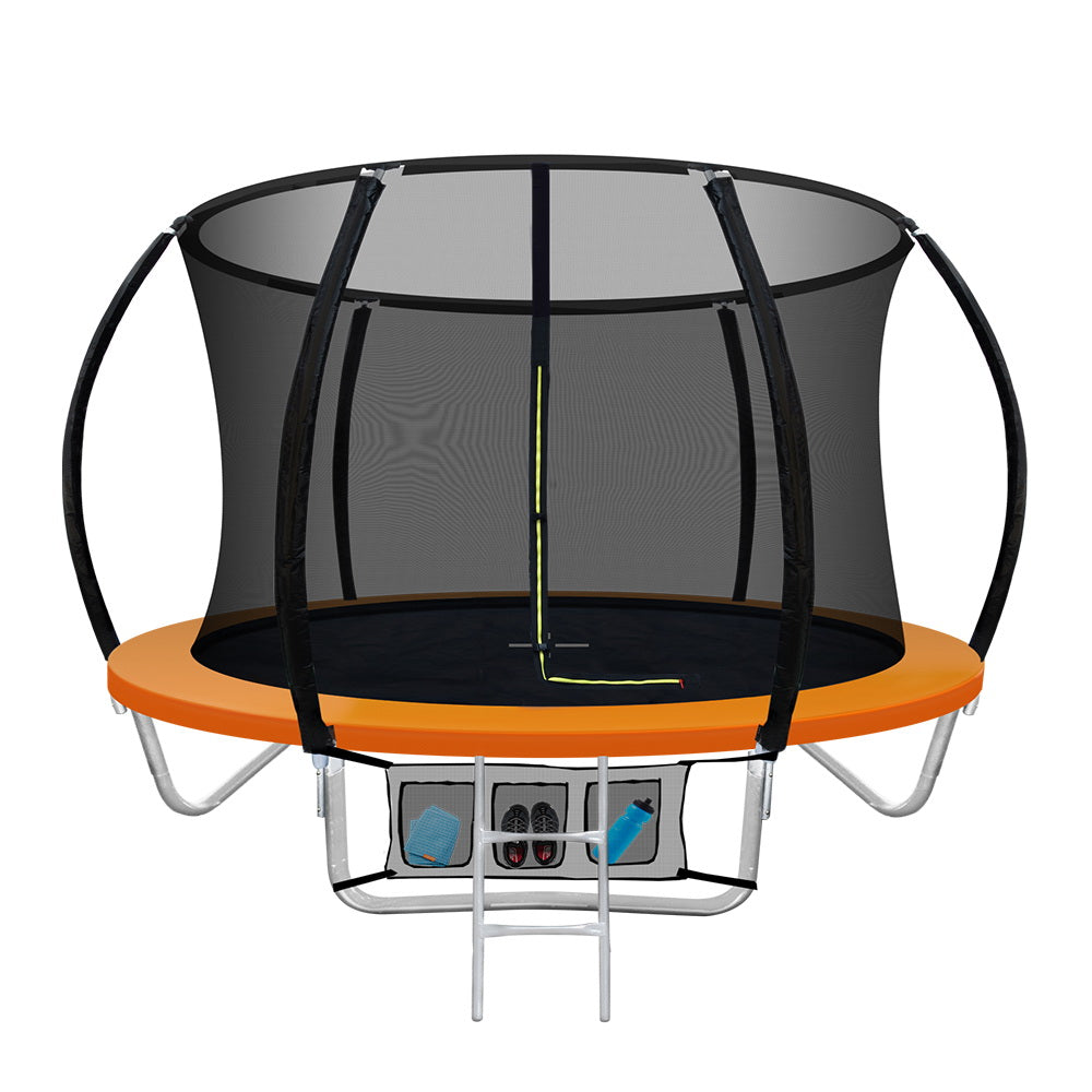 Everfit 8FT Trampoline for Kids w/ Ladder Enclosure Safety Net Rebounder Orange