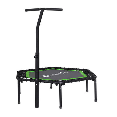 Everfit 48inch Hexagon Trampoline Kids Exercise Adjustable Handrail Green