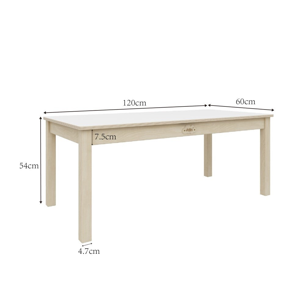 Jooyes Kids Birch and White Rectangular Table - H58cm