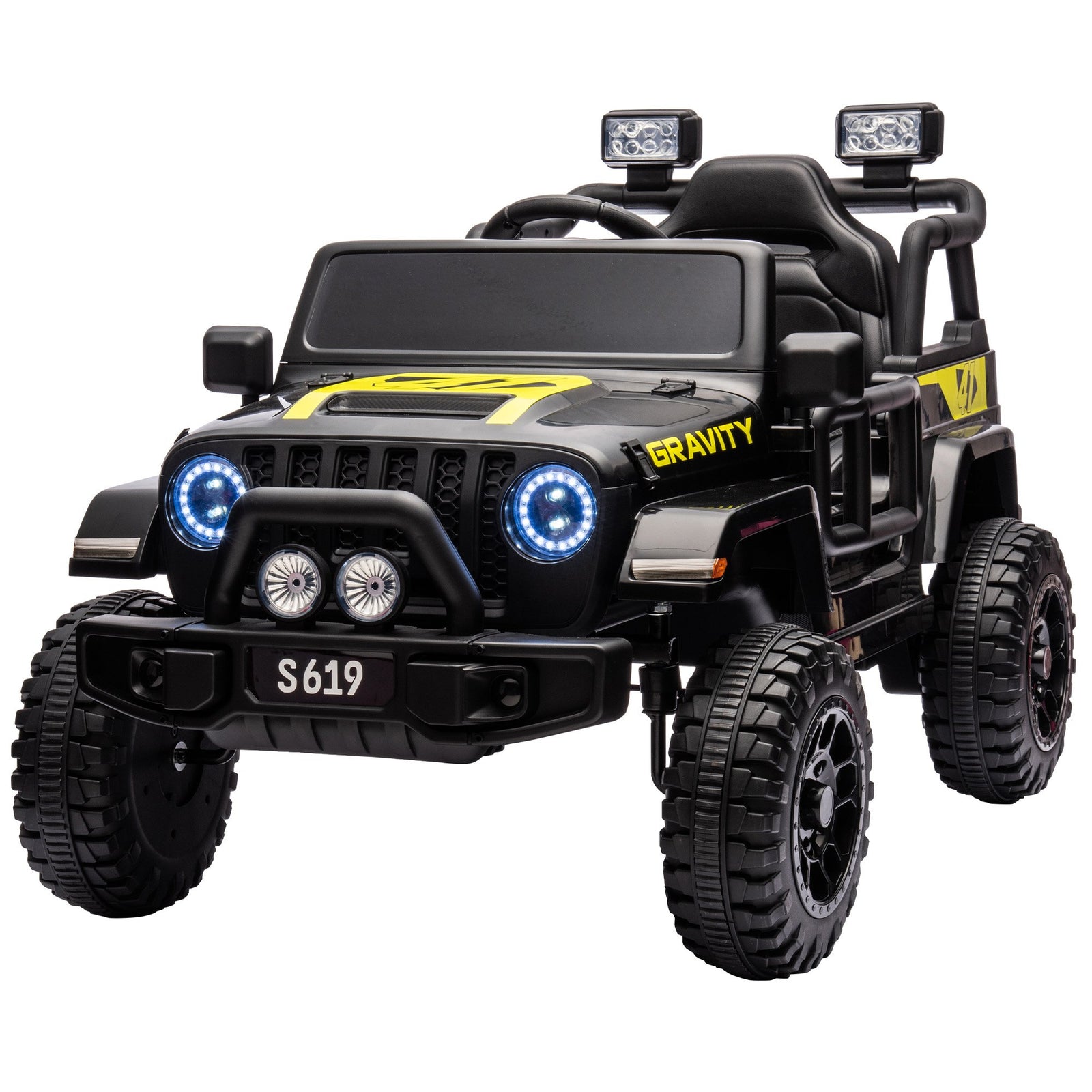 12V Kids Electric Ride On Jeep – Black with Free Customized Plates