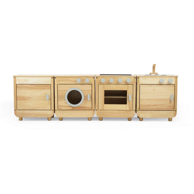 Wooden Playhouse Kitchen Set (4-Piece Natural Collection) - Kids Toys Warehouse