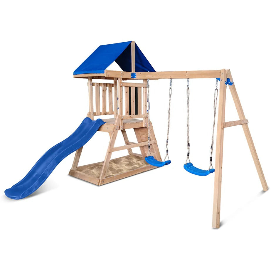 Hazelbrook Swing Set & Playground with 1.8m Slide (Blue)