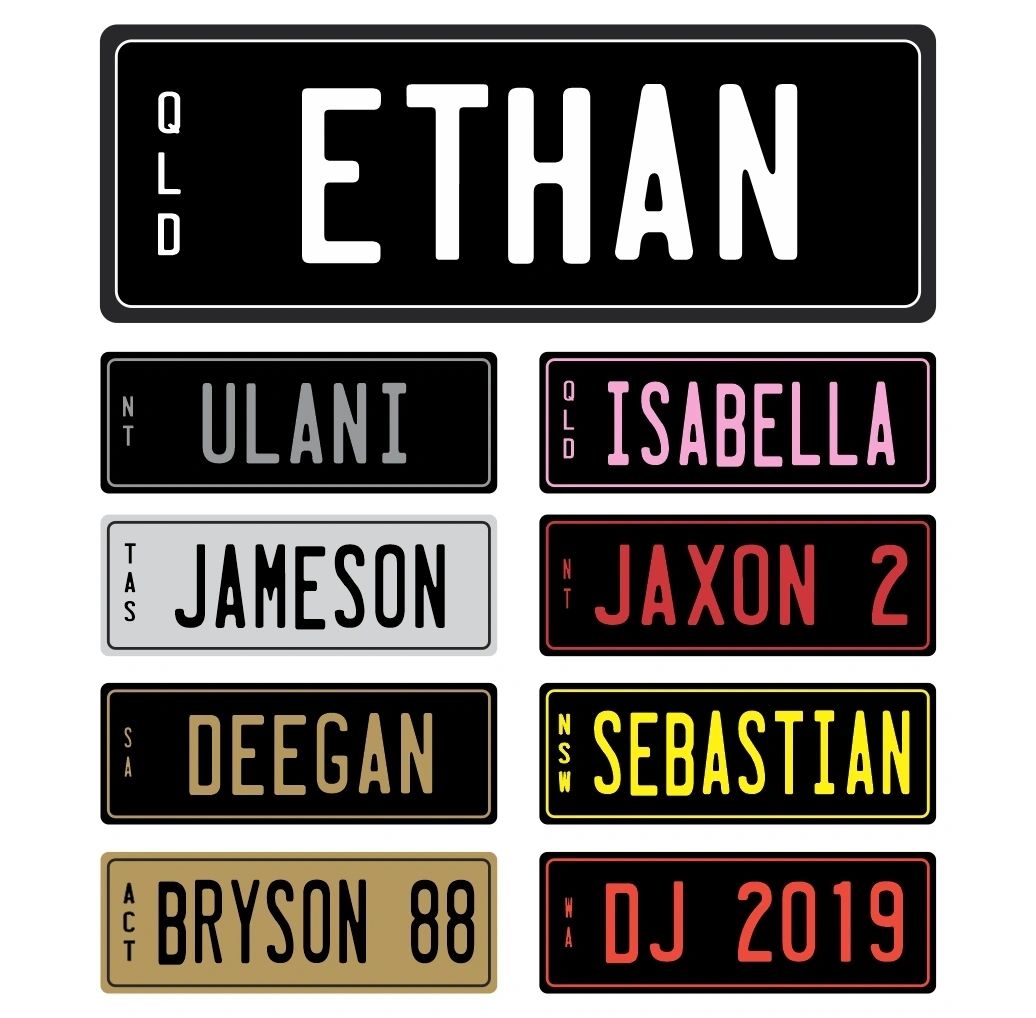 Personalised Kids Number Plates (Set of 2) Black