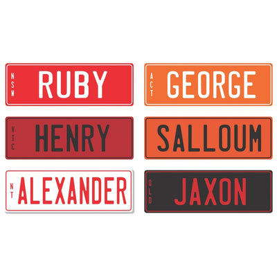 Personalised Kids Number Plates (Set of 2) Red Orange Yellow