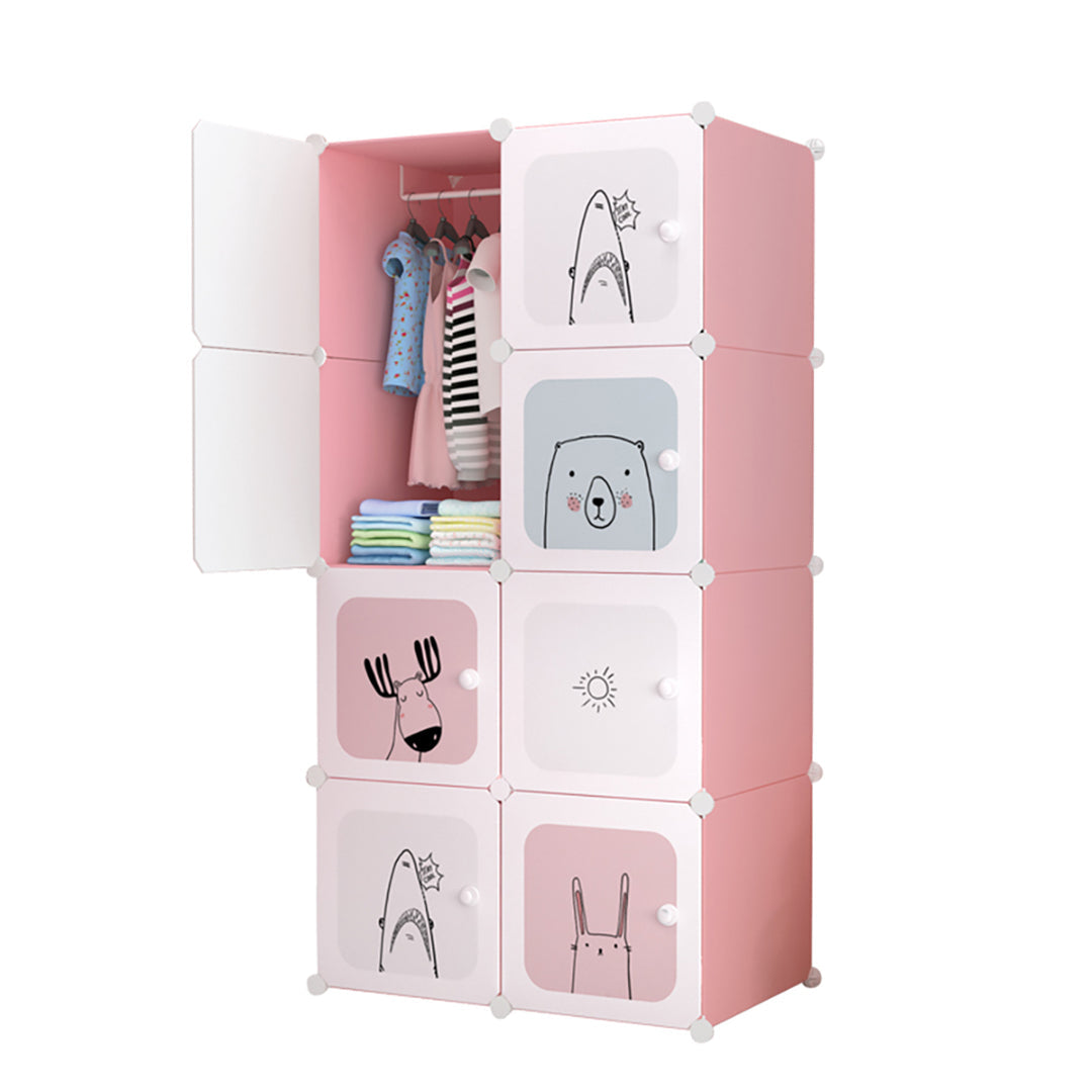 Soga 8 Cubes Portable Foldable Wardrobe Storage Pink