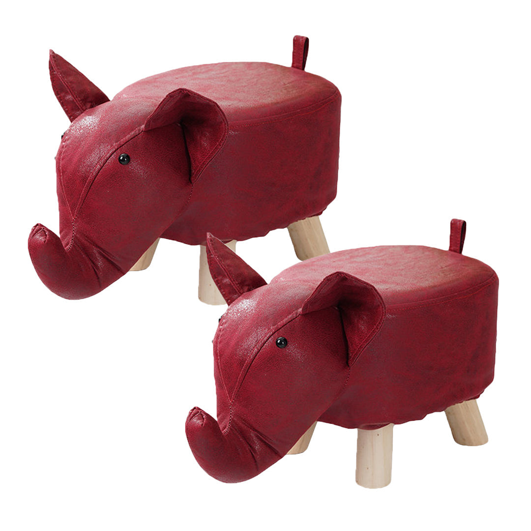 Soga 2x Kids Animal Stool - Elephant Character Red