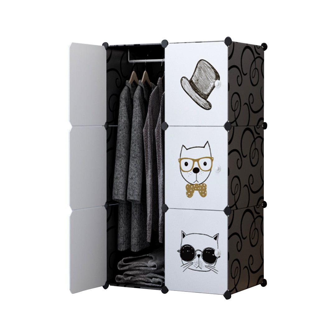 Soga 6 Cubes Portable Foldable Wardrobe Storage Black
