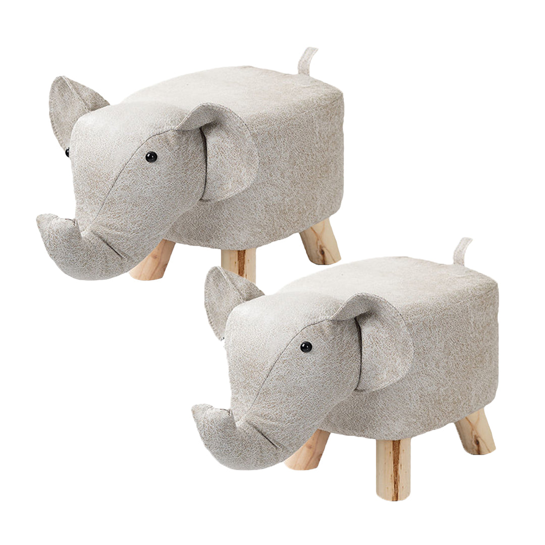 Soga 2x Kids Animal Stool - Elephant Character Beige