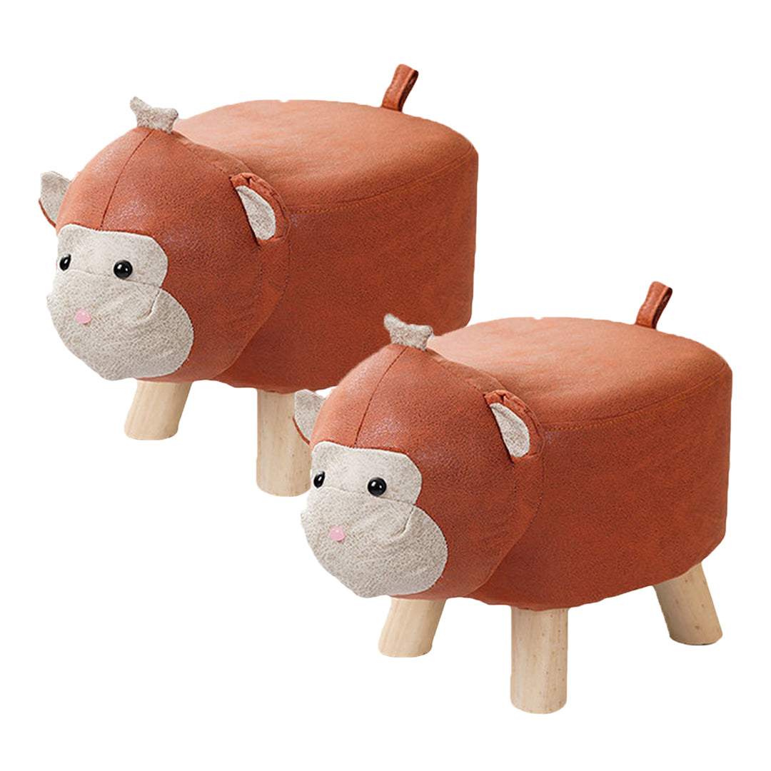 Soga 2x Kids Animal Stool - Monkey Character Orange