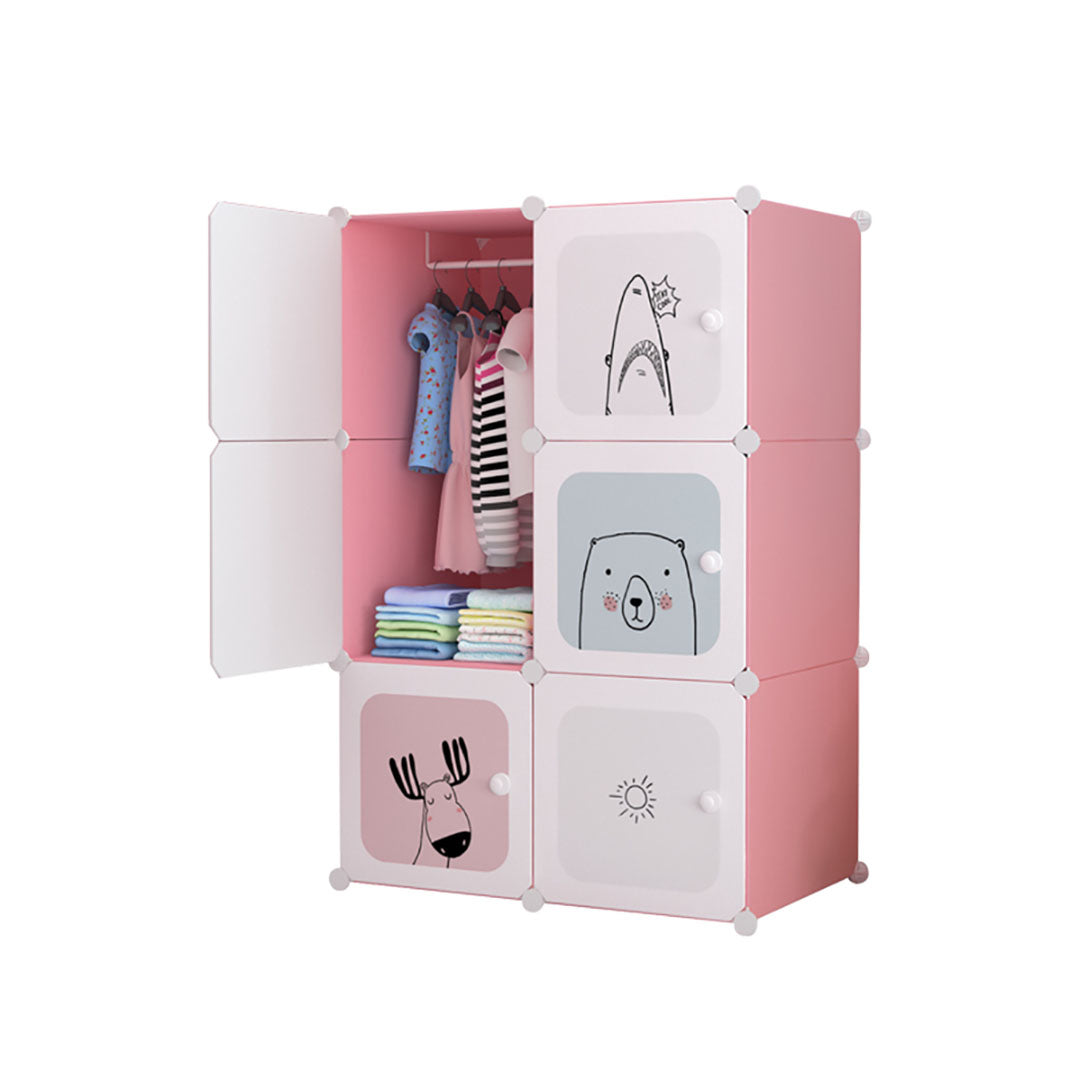 Soga 6 Cubes Portable Foldable Wardrobe Storage Pink