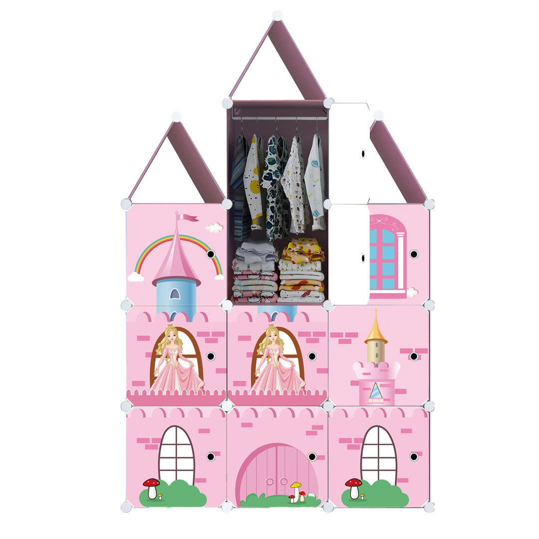Soga 10 Cubes DIY Castle Print Portable Foldable Wardrobe Storage