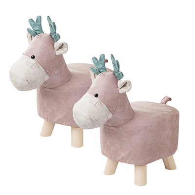 Soga 2x Kids Animal Stool - Deer Character Pink