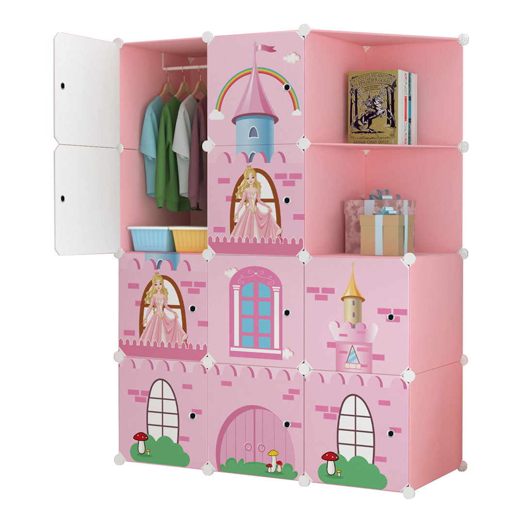 Soga 10 Cubes Castle Print Portable Foldable Wardrobe Storage Pink