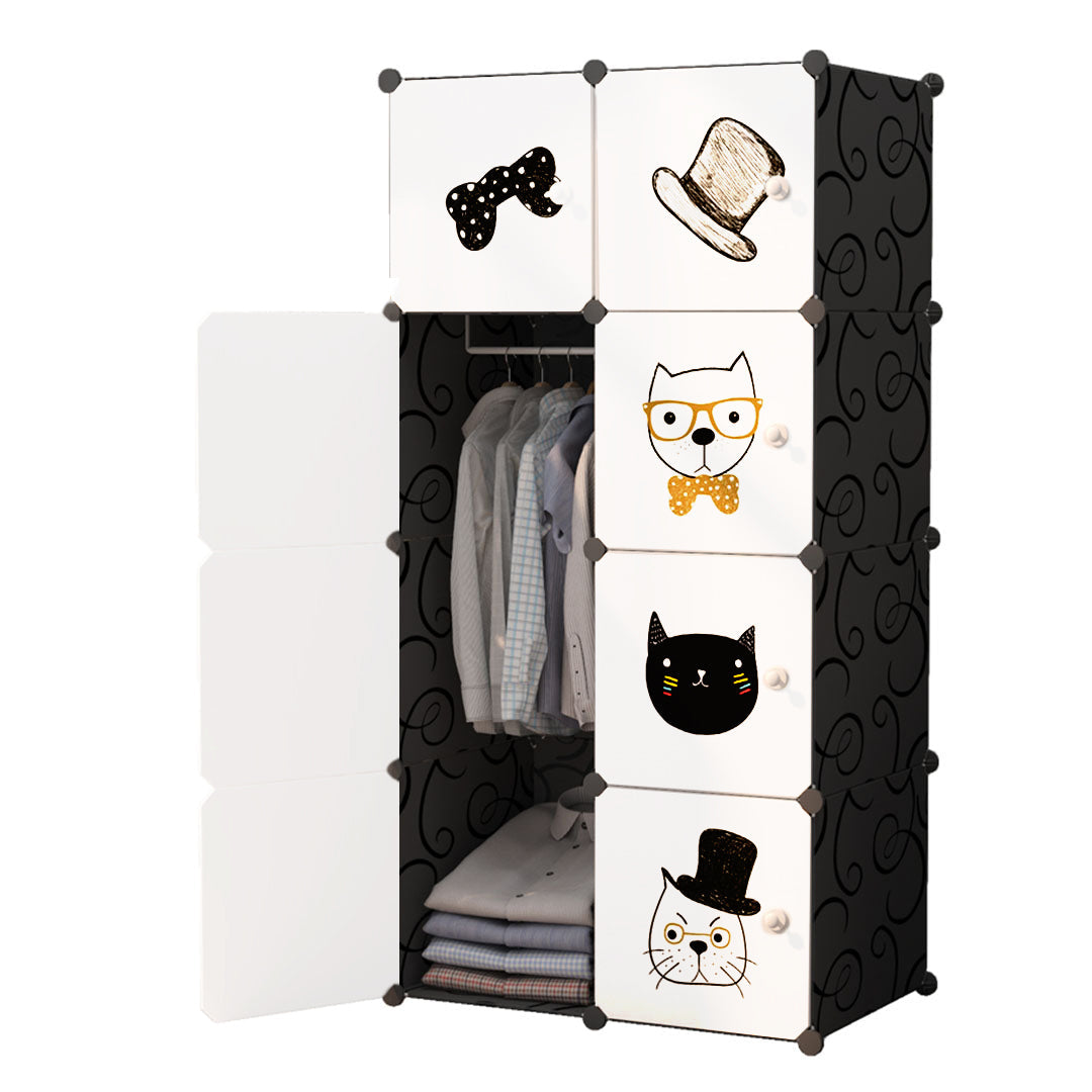 Soga 8 Cubes Portable Foldable Wardrobe Storage Black