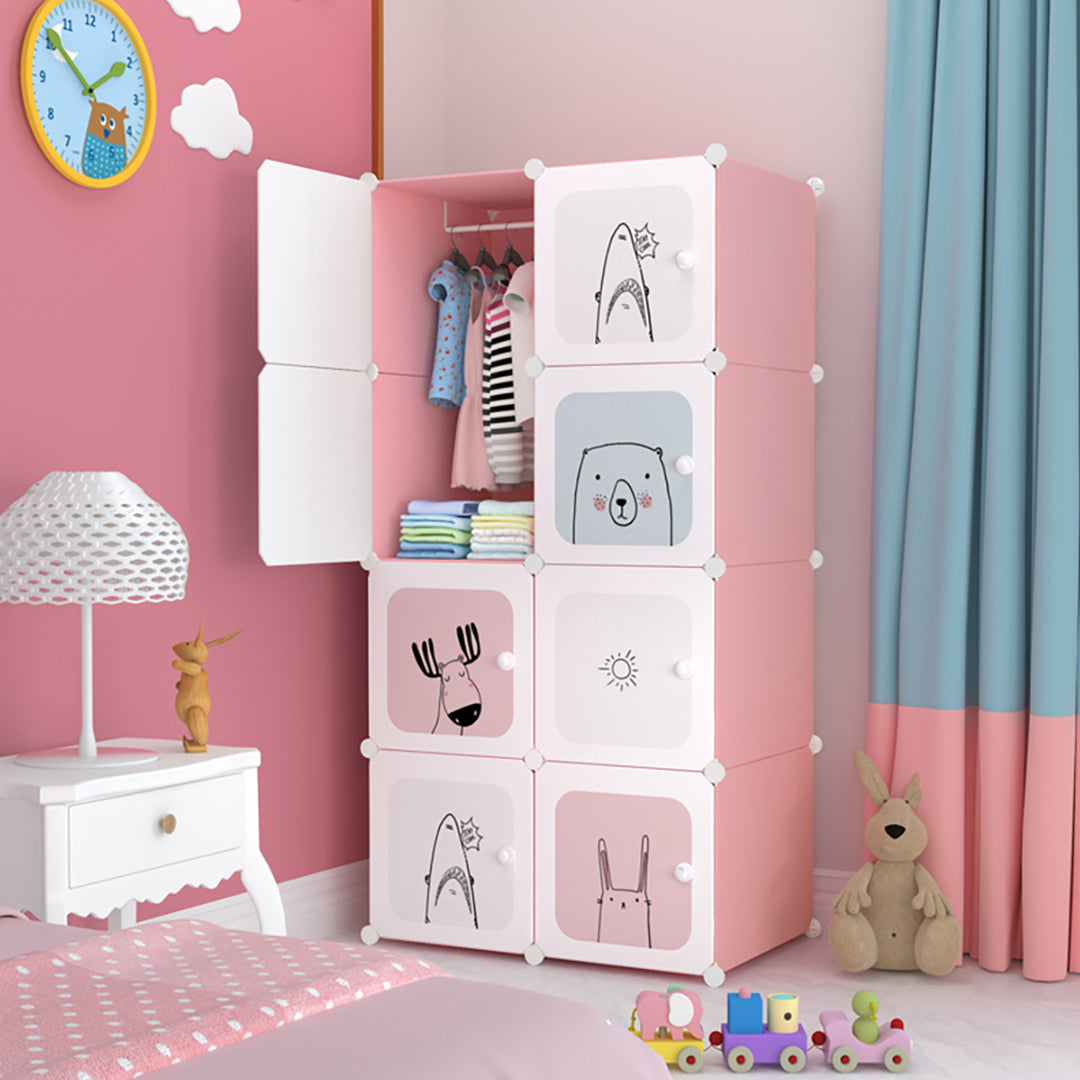 Soga 8 Cubes Portable Foldable Wardrobe Storage Pink
