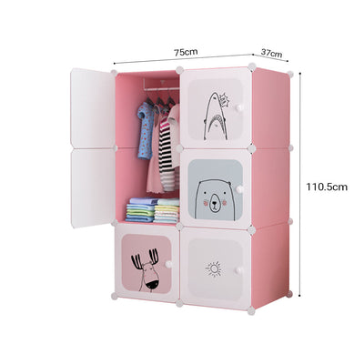 Soga 6 Cubes Portable Foldable Wardrobe Storage Pink