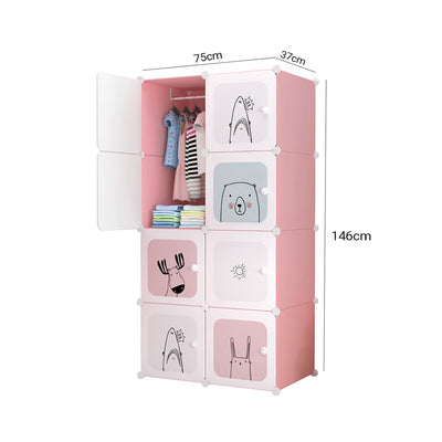 Soga 8 Cubes Portable Foldable Wardrobe Storage Pink