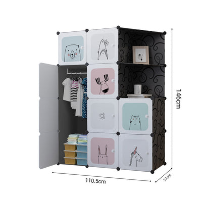 Soga 10 Cubes Portable Foldable Wardrobe Storage Black