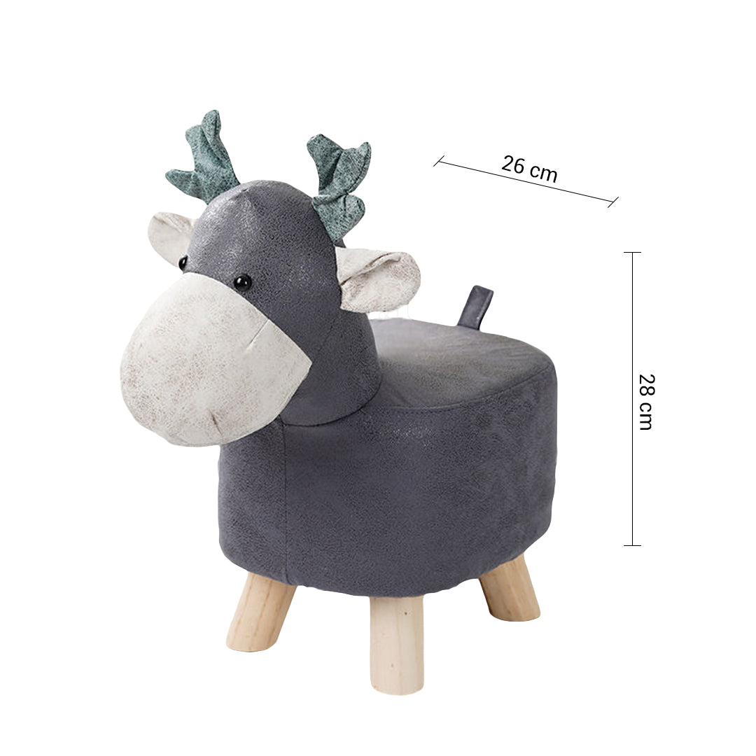 Soga 2x Kids Animal Stool - Deer Character Grey