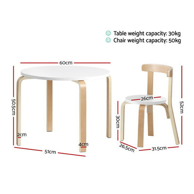 Kids Table and Chairs Activity Desk 3pcs - White by Keezi