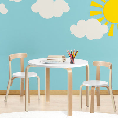 Kids Table and Chairs Activity Desk 3pcs - White by Keezi