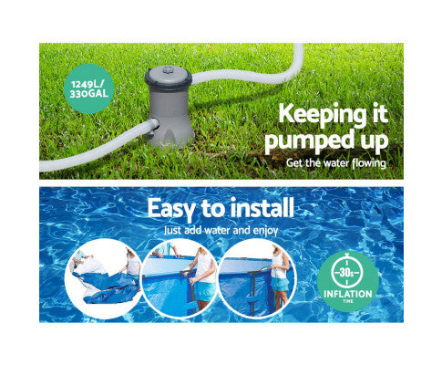 Bestway Swimming Pool 366x76cm Steel Frame Round Above Ground Pools w/ Filter Pump 6473L