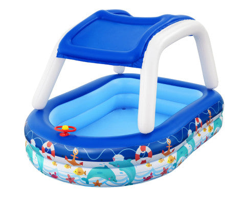 Bestway Kids Pool 213x155x132cm Inflatable Swimming w/ Canopy Play Pools 282L