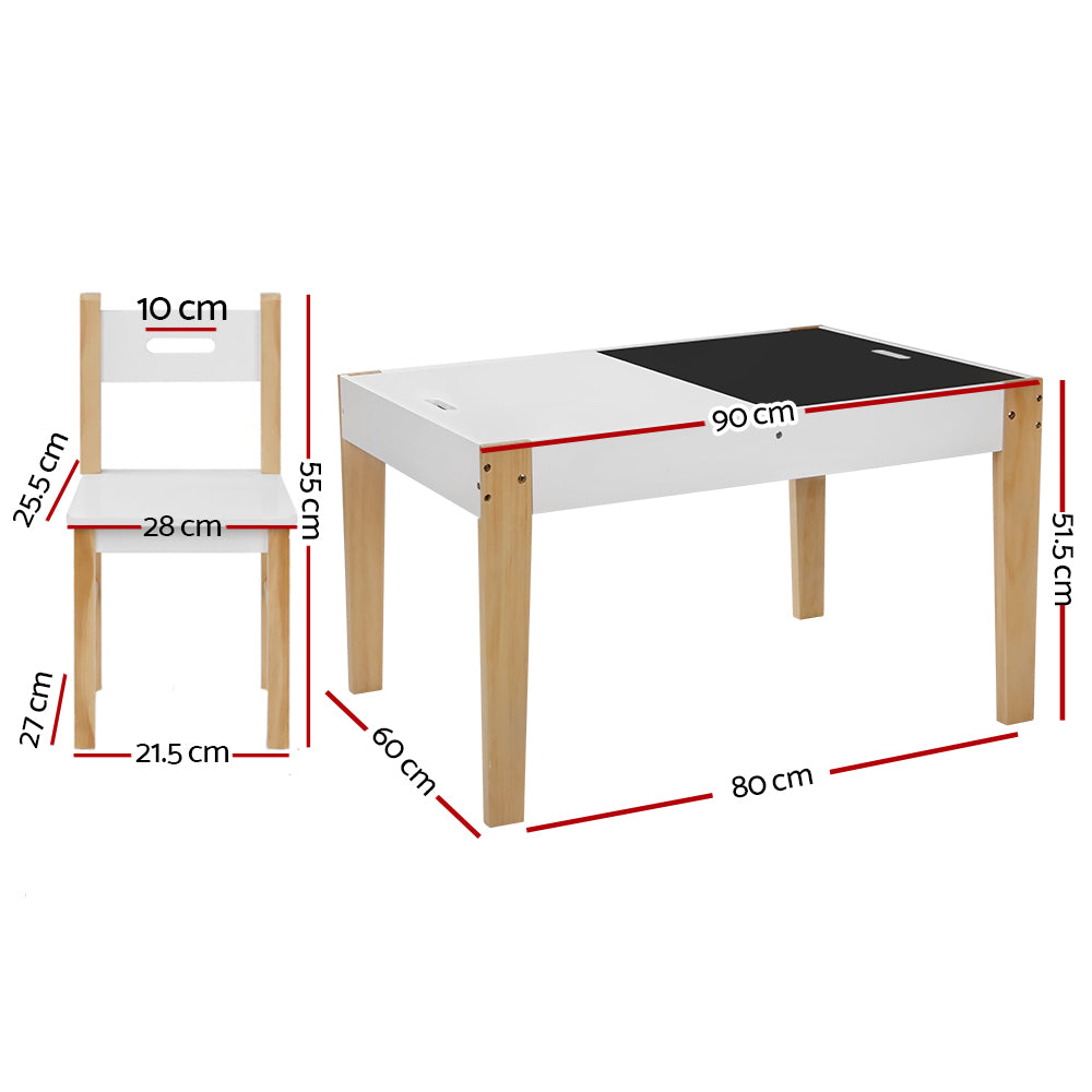 Keezi Kids Table and Chair Set with Storage and Table Top Chalkboard