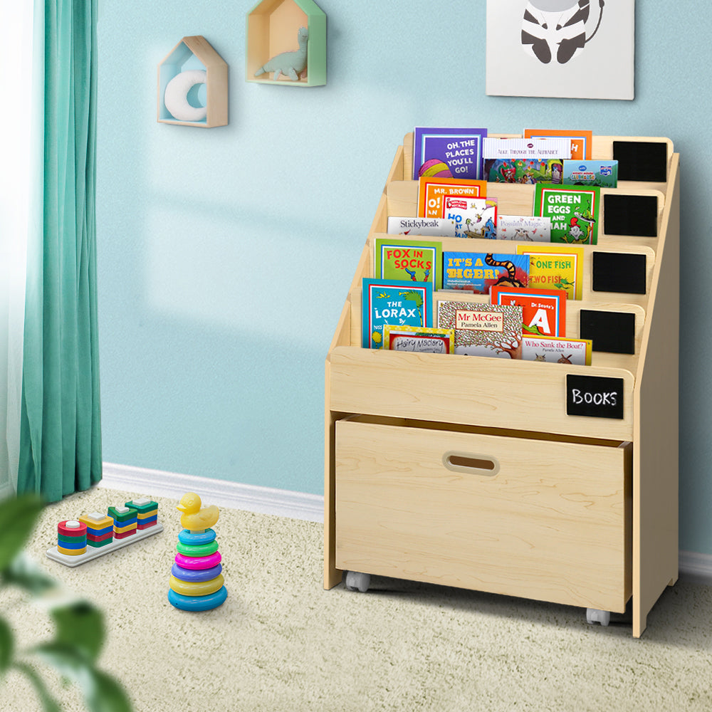Artiss Kids Wooden Bookshelf - Wooden Beige