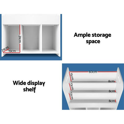 Keezi Kids Bookshelf and Toys Storage Organizer - White