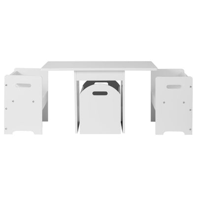 Keezi 4pcs Kids Table and Chair with Hidden Storage Box - White