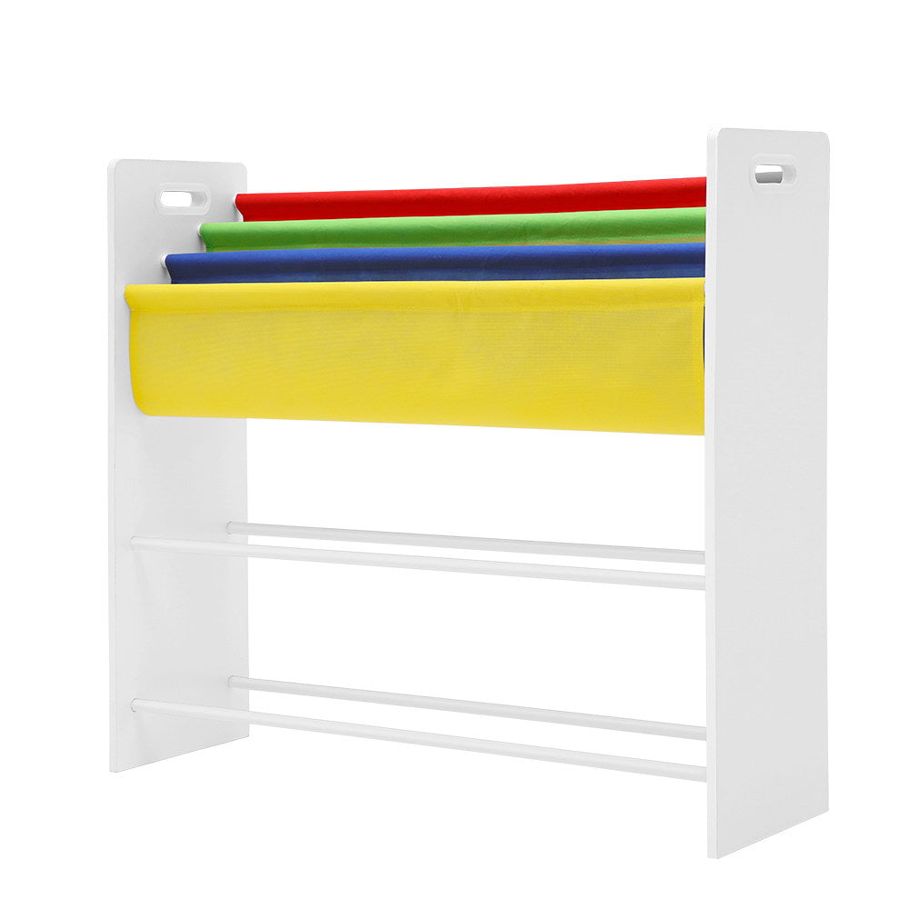 Keezi Kids Toy Storage and Bookshelf with 6 Colourful Bins  - White