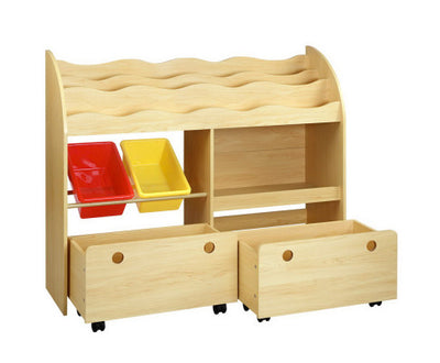 Artiss Kids Wooden Bookshelf 3 Tiers 2 Drawers