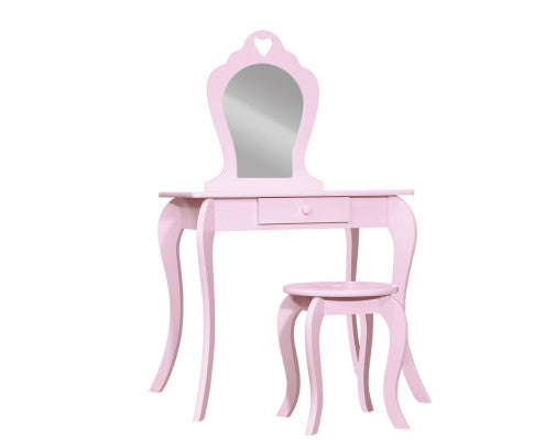 Keezi Kids Dressing Table Stool Set Vanity Mirror Princess Children Makeup Pink