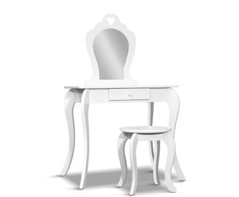 Keezi Kids Dressing Table Stool Set Vanity Mirror Princess Children Makeup White