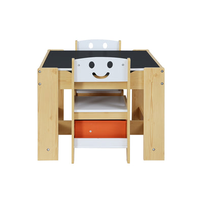 Keezi 3PCS Kids Table and Chairs Set Activity Desk Chalkboard Toys Storage Box