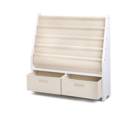 Keezi 4 Tiers Kids Bookshelf Magazine Rack Children Bookcase Organiser Drawer