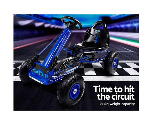 Rigo Kids Pedal Go Kart Ride On Toys Racing Car Rubber Tyre Blue