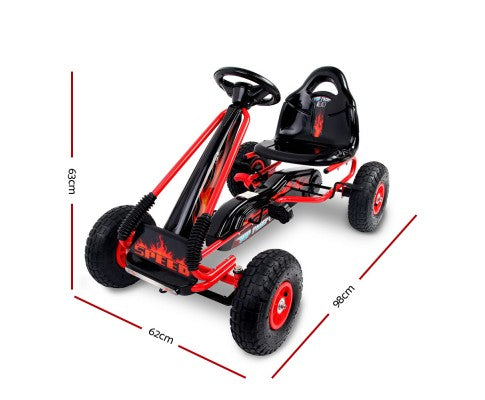 Rigo Kids Pedal Go Kart Ride On Toys Racing Car Rubber Tyre Red