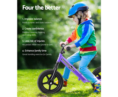 Rigo Kids Balance Bike Ride On Toys Push Bicycle Wheels Toddler Baby 12" Bikes Purple