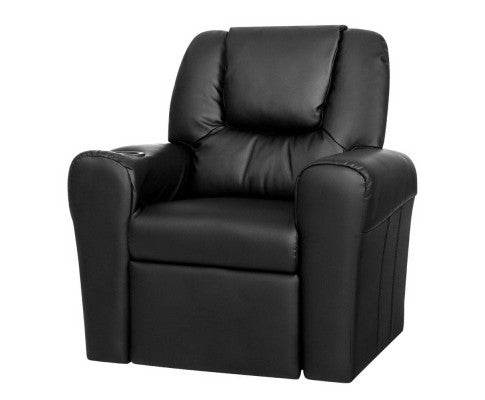 Keezi Kids Recliner Chair PU Leather Sofa Lounge Couch Children Armchair Black