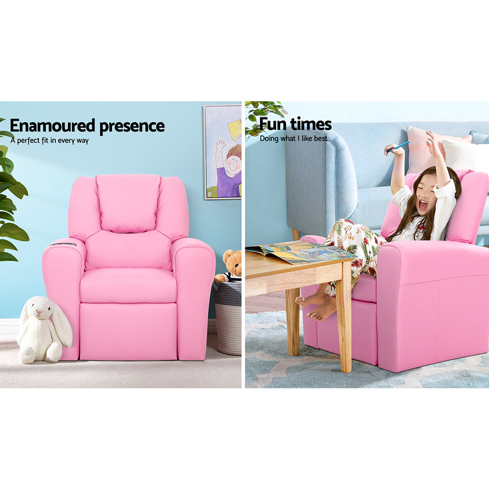 Keezi Kids Recliner Sofa Lounge - Pink