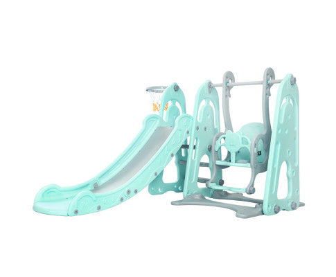 Kids Slide and Swing with Basketball Hoop by Keezi - Green