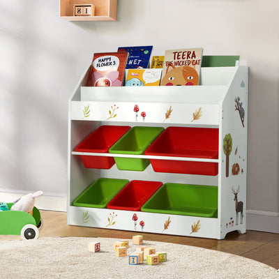 Keezi Kids Bookshelf and Storage Box 2 Shelves 6 Bins